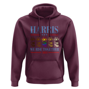 Harris We Rise Together 2024 Hoodie Voting for Kamala Cat Fist Paw LGBT President Election TS11 Maroon Print Your Wear