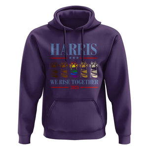 Harris We Rise Together 2024 Hoodie Voting for Kamala Cat Fist Paw LGBT President Election TS11 Purple Print Your Wear