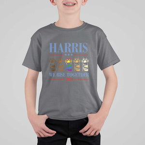 Harris We Rise Together 2024 T Shirt For Kid Voting for Kamala Cat Fist Paw LGBT President Election TS11 Charcoal Print Your Wear