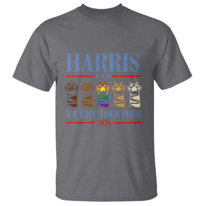 Harris We Rise Together 2024 T Shirt Voting for Kamala Cat Fist Paw LGBT President Election TS11 Charcoal Print Your Wear