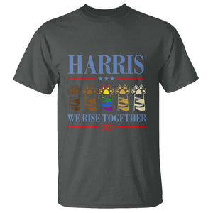 Harris We Rise Together 2024 T Shirt Voting for Kamala Cat Fist Paw LGBT President Election TS11 Dark Heather Print Your Wear