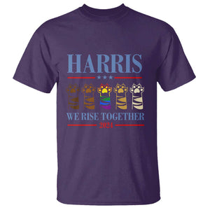 Harris We Rise Together 2024 T Shirt Voting for Kamala Cat Fist Paw LGBT President Election TS11 Purple Print Your Wear