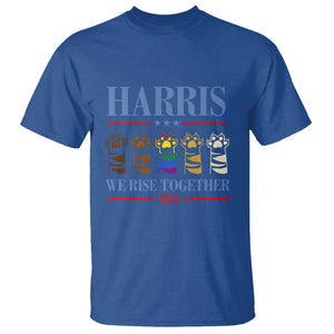 Harris We Rise Together 2024 T Shirt Voting for Kamala Cat Fist Paw LGBT President Election TS11 Royal Blue Print Your Wear