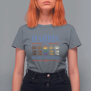 Harris We Rise Together 2024 T Shirt For Women Voting for Kamala Cat Fist Paw LGBT President Election TS11 Charcoal Print Your Wear