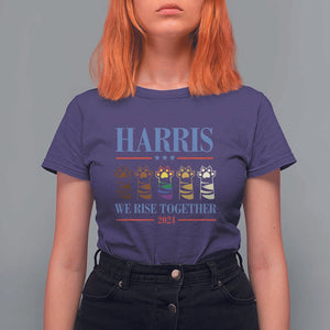 Harris We Rise Together 2024 T Shirt For Women Voting for Kamala Cat Fist Paw LGBT President Election TS11 Purple Print Your Wear