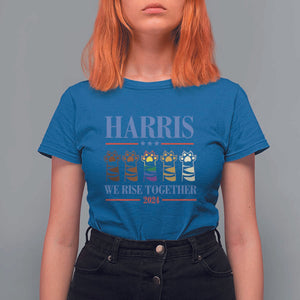 Harris We Rise Together 2024 T Shirt For Women Voting for Kamala Cat Fist Paw LGBT President Election TS11 Royal Blue Print Your Wear