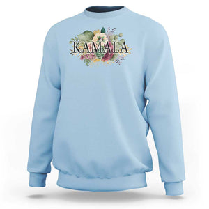 Harris 2024 Sweatshirt Vintage Flowers Feminine First Female President TS11 Light Blue Print Your Wear