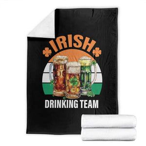 Funny Irish Drinking Team Throw Blanket St Patricks Day Vintage Beer Ireland Flag Clover TS11 Black Print Your Wear