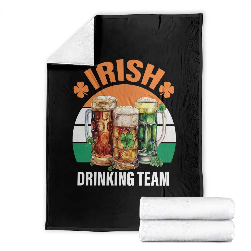Funny Irish Drinking Team Throw Blanket St Patricks Day Vintage Beer Ireland Flag Clover TS11 Black Print Your Wear