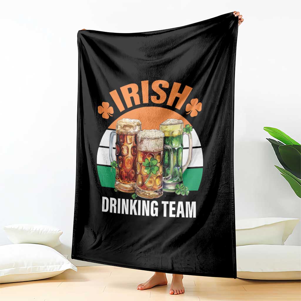 Funny Irish Drinking Team Throw Blanket St Patricks Day Vintage Beer Ireland Flag Clover TS11 Print Your Wear