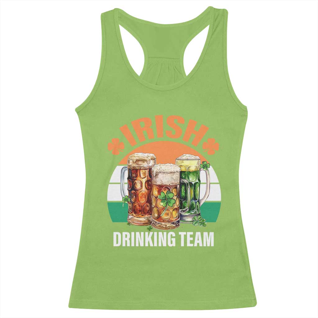 Funny Irish Drinking Team Racerback Tank Top St Patricks Day Vintage Beer Ireland Flag Clover TS11 Lime Print Your Wear