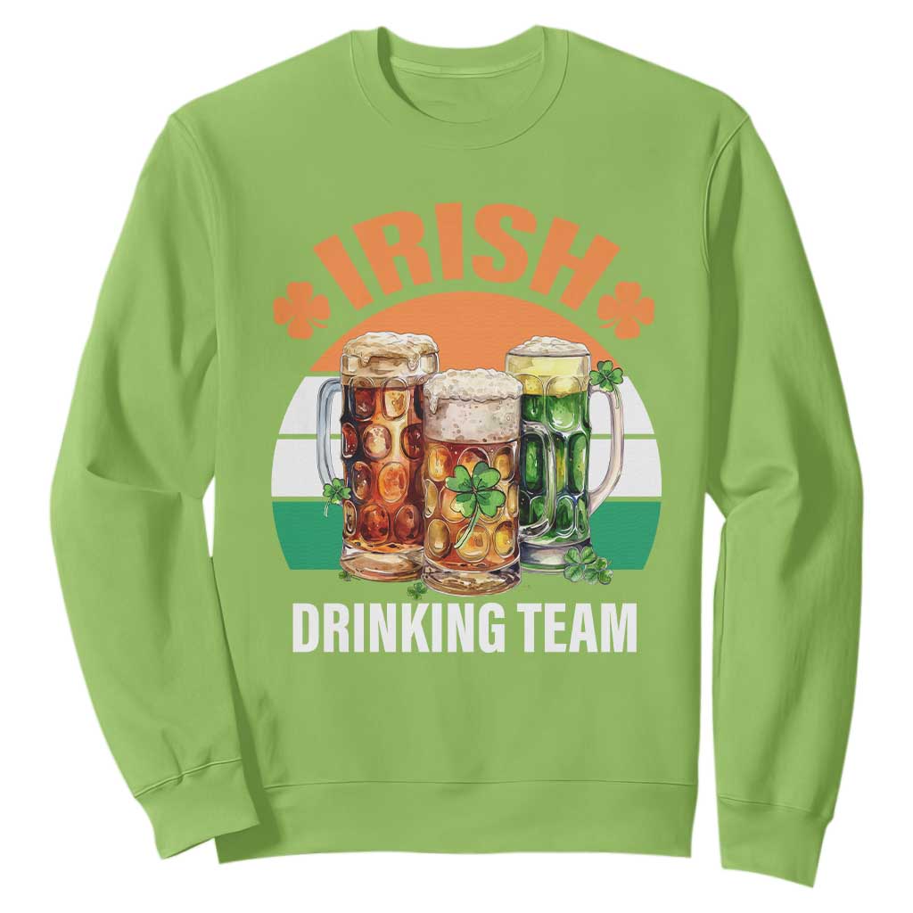 Funny Irish Drinking Team Sweatshirt St Patricks Day Vintage Beer Ireland Flag Clover TS11 Lime Print Your Wear