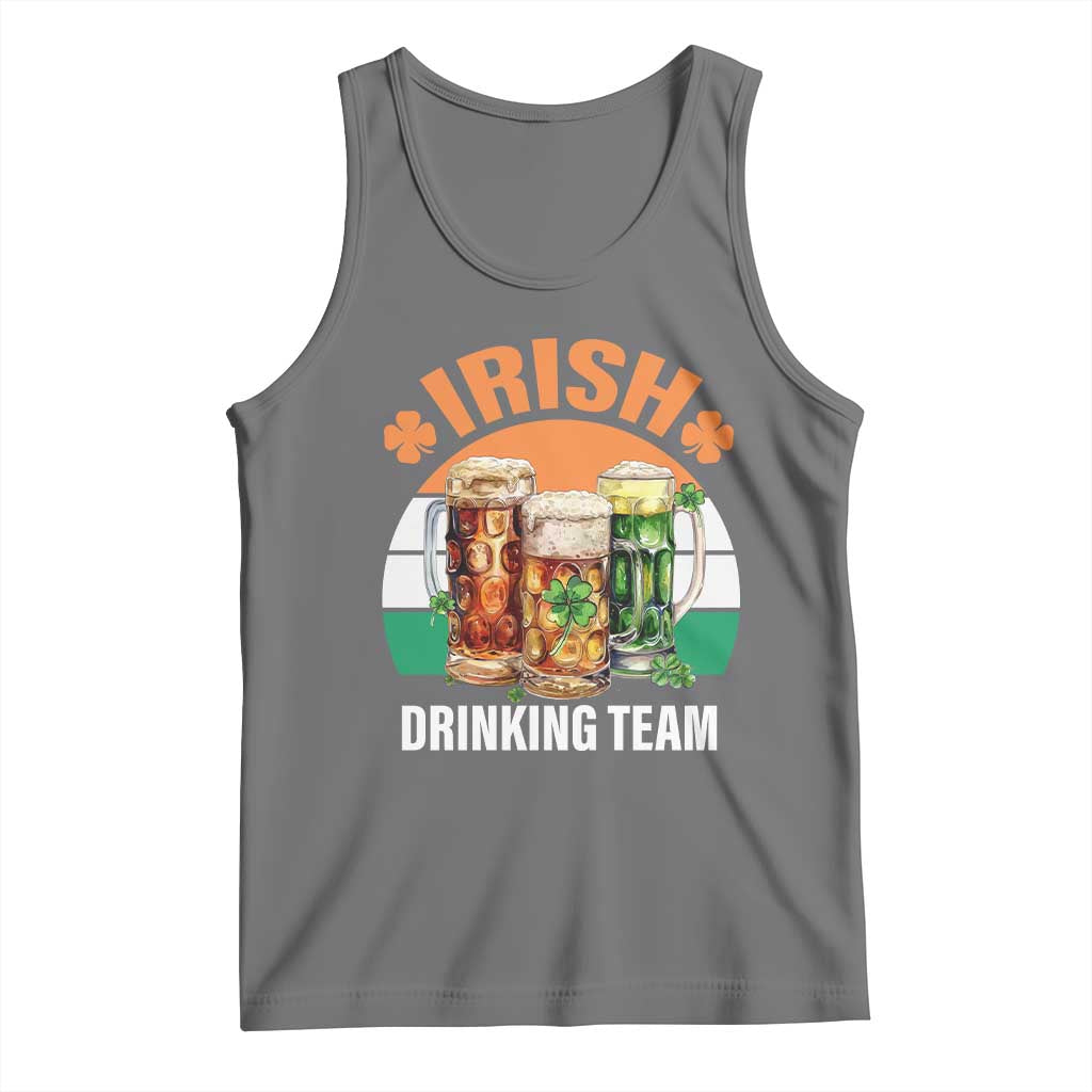 Funny Irish Drinking Team Tank Top St Patricks Day Vintage Beer Ireland Flag Clover TS11 Black Heather Print Your Wear