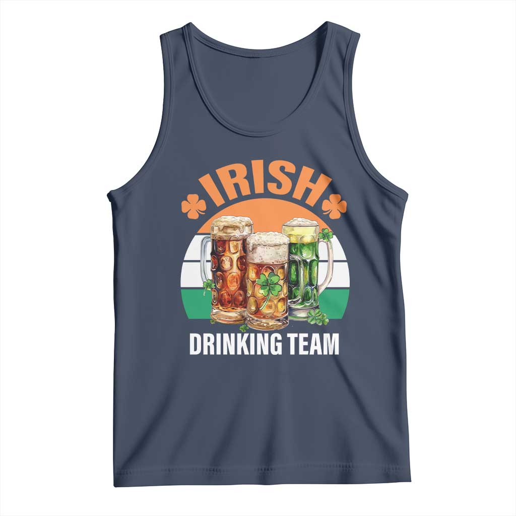 Funny Irish Drinking Team Tank Top St Patricks Day Vintage Beer Ireland Flag Clover TS11 Navy Print Your Wear