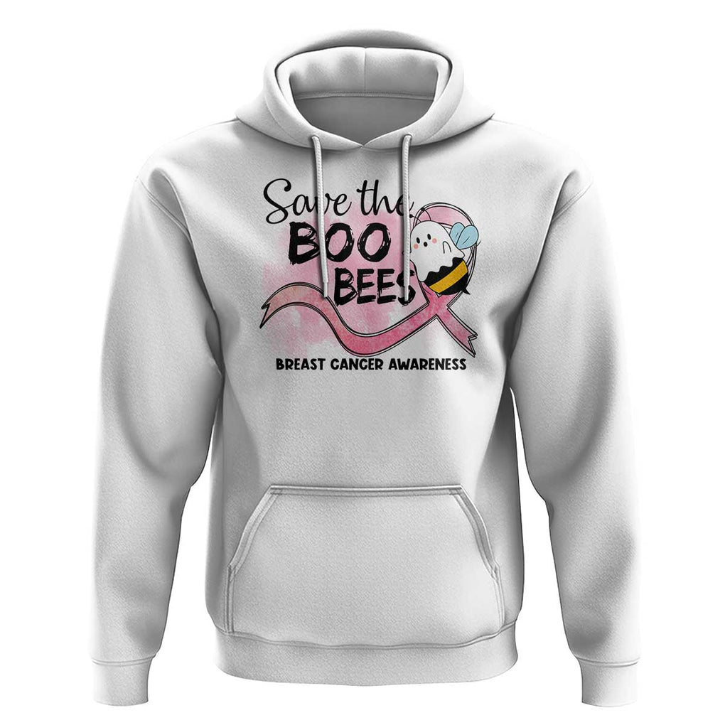Funny Breast Cancer Halloween Hoodie Save The Boobees Ghost Bee Pink Ribbon TS11 White Print Your Wear