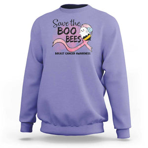 Funny Breast Cancer Halloween Sweatshirt Save The Boobees Ghost Bee Pink Ribbon TS11 Violet Print Your Wear