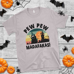 Funny Black Cat Halloween T Shirt Pew Madafakas Witch Retro Vintage Bat TS11 Ice Gray Print Your Wear