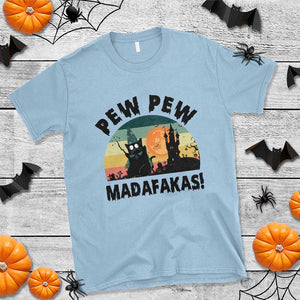 Funny Black Cat Halloween T Shirt Pew Madafakas Witch Retro Vintage Bat TS11 Light Blue Print Your Wear