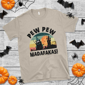 Funny Black Cat Halloween T Shirt Pew Madafakas Witch Retro Vintage Bat TS11 Sand Print Your Wear