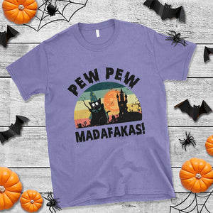 Funny Black Cat Halloween T Shirt Pew Madafakas Witch Retro Vintage Bat TS11 Violet Print Your Wear