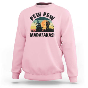 Funny Black Cat Halloween Sweatshirt Pew Madafakas Witch Retro Vintage Bat TS11 Light Pink Print Your Wear