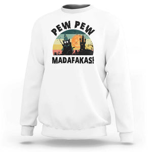 Funny Black Cat Halloween Sweatshirt Pew Madafakas Witch Retro Vintage Bat TS11 White Print Your Wear