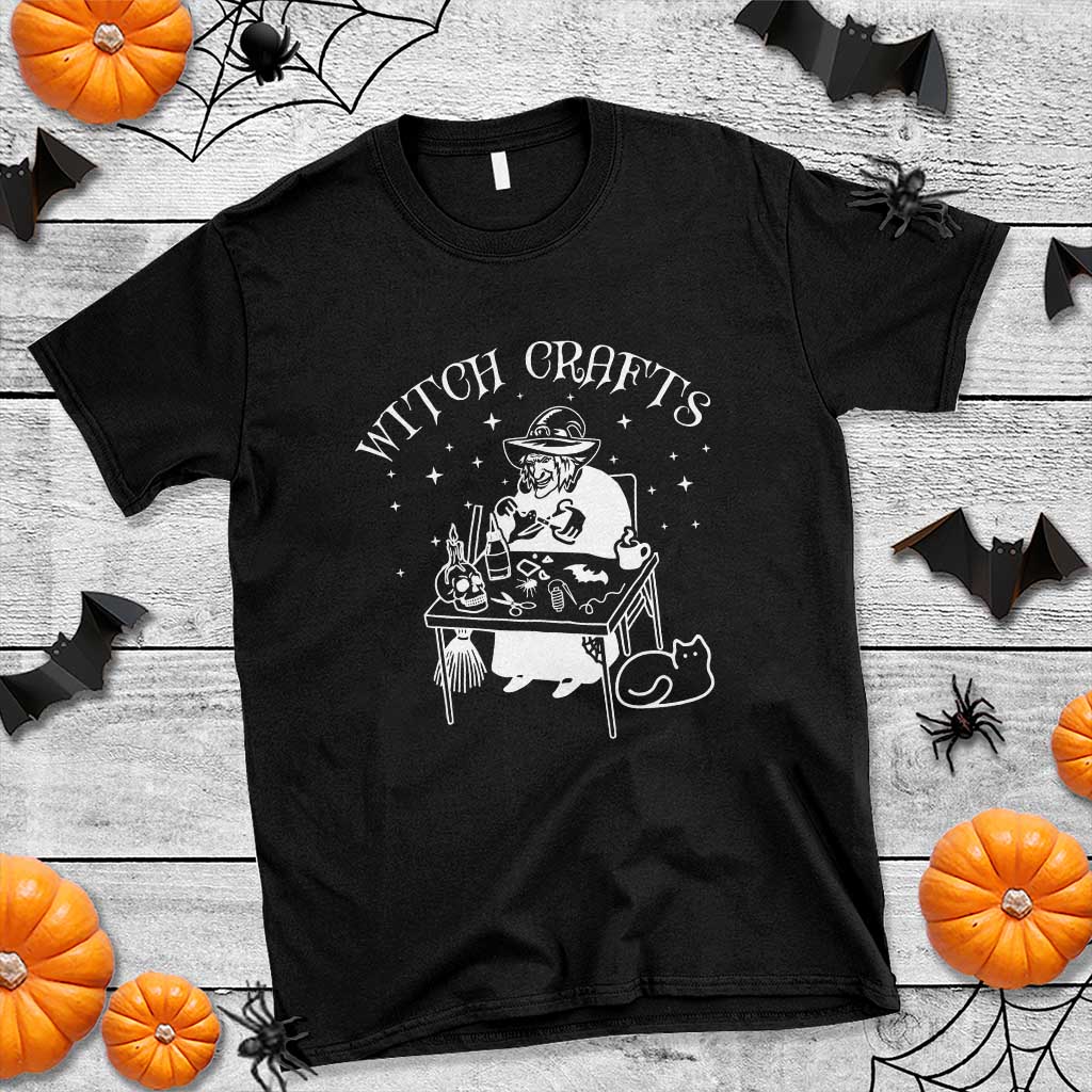 Funny Halloween T Shirt Witch Crafts Witchcraft Skull Cat Ghost TS11 Black Print Your Wear