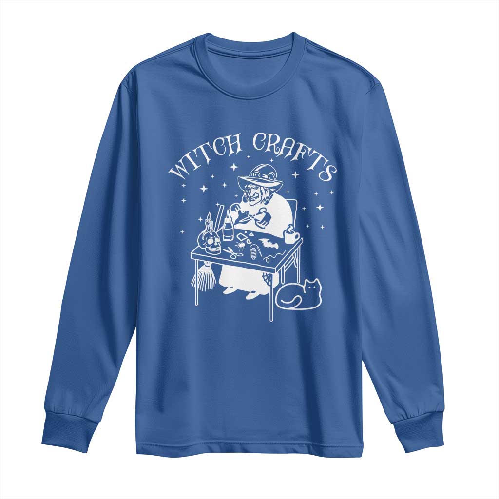 Funny Halloween Long Sleeve Shirt Witch Crafts Witchcraft Skull Cat Ghost TS11 Royal Blue Print Your Wear