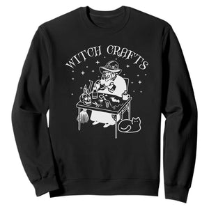 Funny Halloween Sweatshirt Witch Crafts Witchcraft Skull Cat Ghost TS11 Black Print Your Wear