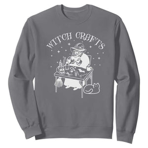 Funny Halloween Sweatshirt Witch Crafts Witchcraft Skull Cat Ghost TS11 Charcoal Print Your Wear