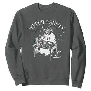 Funny Halloween Sweatshirt Witch Crafts Witchcraft Skull Cat Ghost TS11 Dark Heather Print Your Wear