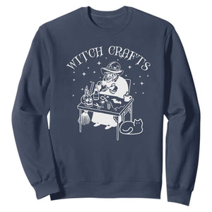 Funny Halloween Sweatshirt Witch Crafts Witchcraft Skull Cat Ghost TS11 Navy Print Your Wear