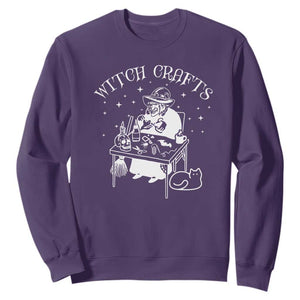 Funny Halloween Sweatshirt Witch Crafts Witchcraft Skull Cat Ghost TS11 Purple Print Your Wear