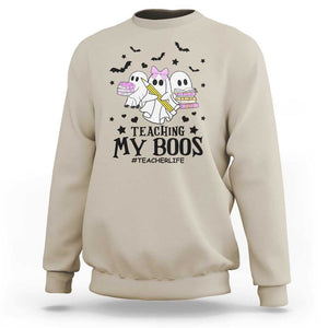 Funny Teacher Halloween Sweatshirt Teaching My Boos Teacherlife Ghost Pencil Book TS11 Sand Print Your Wear