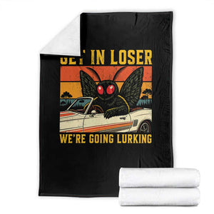 Get In Loser We Are Going Lurking Funny Mothman Throw Blanket Cryptozoology Cryptid Lover TS11 Black Print Your Wear