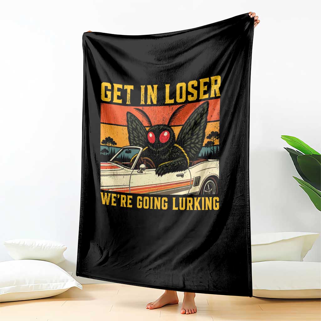 Get In Loser We Are Going Lurking Funny Mothman Throw Blanket Cryptozoology Cryptid Lover TS11 Print Your Wear