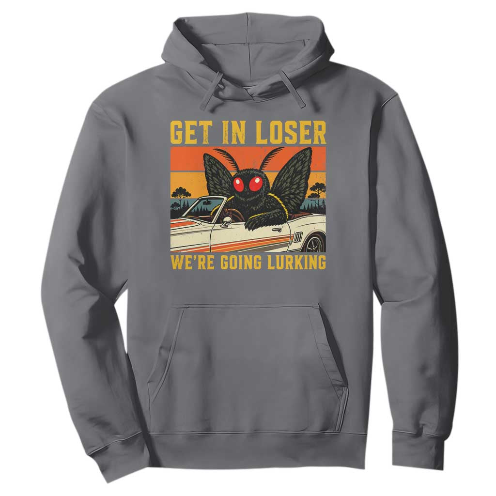 Get In Loser We Are Going Lurking Funny Mothman Hoodie Cryptozoology Cryptid Lover TS11 Charcoal Print Your Wear