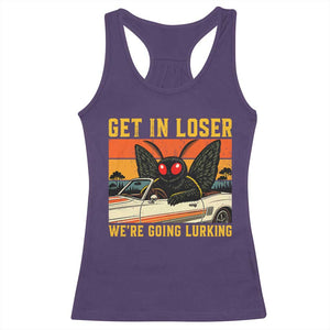 Get In Loser We Are Going Lurking Funny Mothman Racerback Tank Top Cryptozoology Cryptid Lover TS11 Purple Print Your Wear