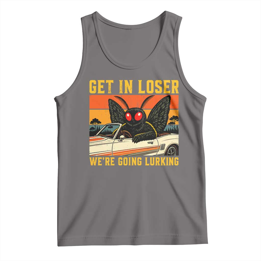 Get In Loser We Are Going Lurking Funny Mothman Tank Top Cryptozoology Cryptid Lover TS11 Deep Heather Print Your Wear
