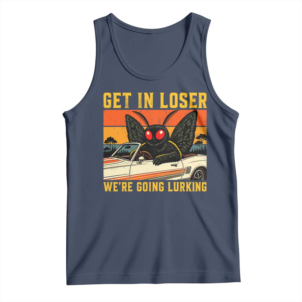 Get In Loser We Are Going Lurking Funny Mothman Tank Top Cryptozoology Cryptid Lover TS11 Navy Print Your Wear