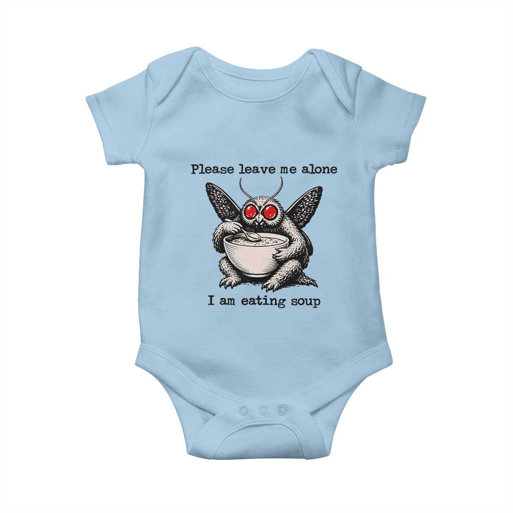 Please Leave Me Alone I Am Eating Soup Funny Mothman Baby Onesie TS11 Light Blue Print Your Wear