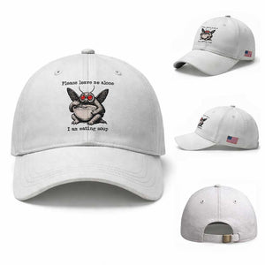 Please Leave Me Alone I Am Eating Soup Funny Mothman Baseball Cap TS11 Baseball Cap Universal Fit White Print Your Wear