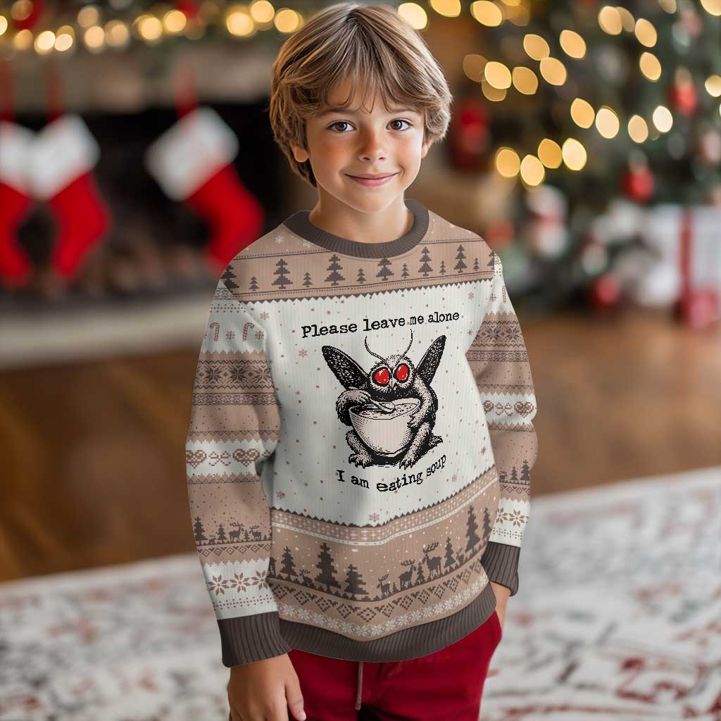 Please Leave Me Alone I Am Eating Soup Funny Mothman Ugly Christmas Sweater TS11 Mocha Mousse Print Your Wear