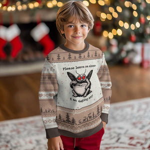 Please Leave Me Alone I Am Eating Soup Funny Mothman Ugly Christmas Sweater TS11 Mocha Mousse Print Your Wear