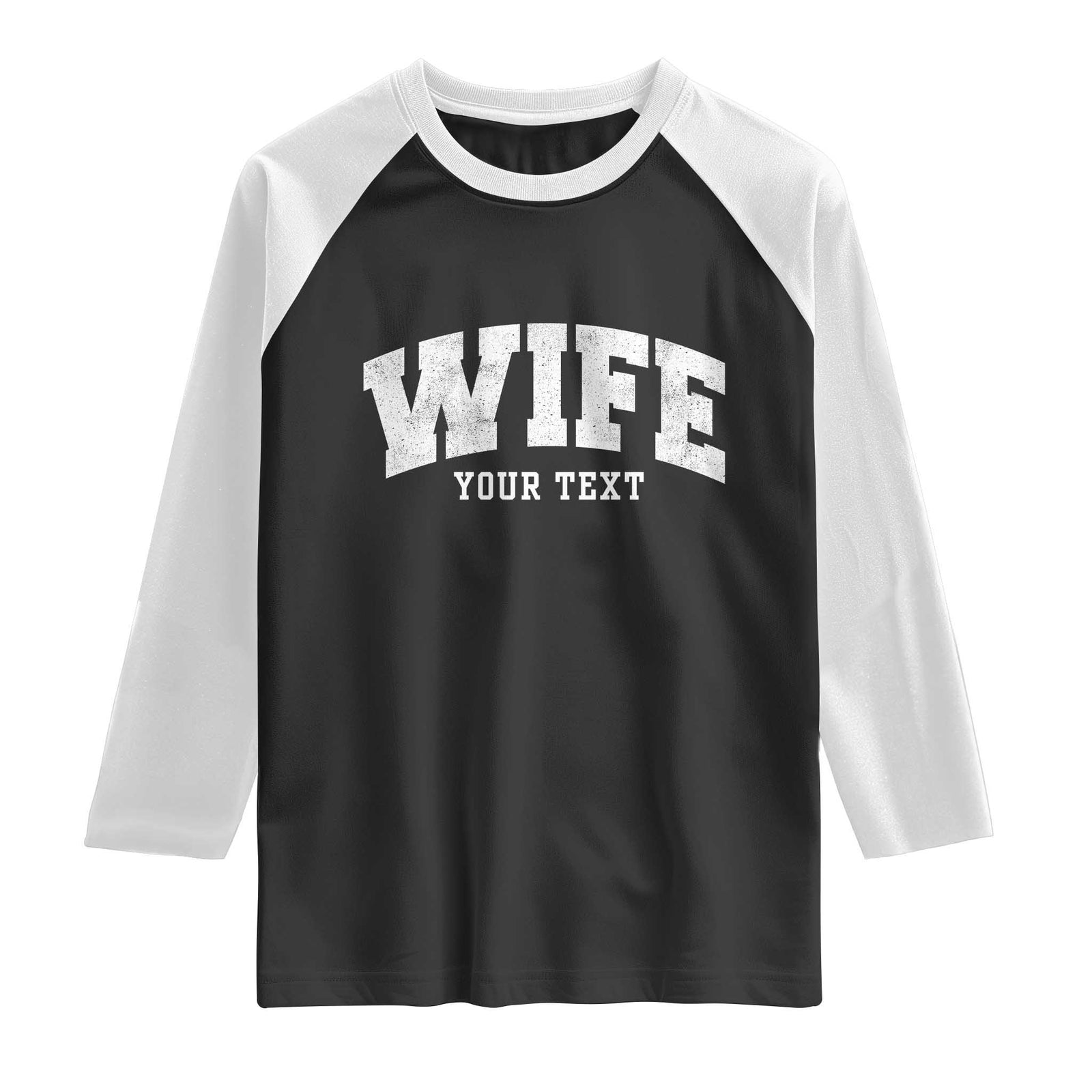 Personalized Wife Raglan Shirt Custom Text Name Wifey Marriage Anniversary Couple Gift TS11 Black White Print Your Wear