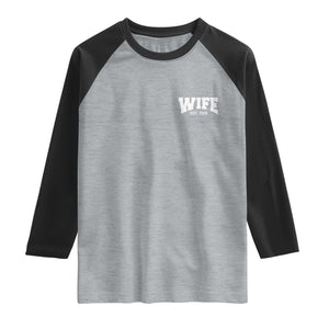 Wife Est 2026 Raglan Shirt Just Married Couple Matching Wedding Honeymoon TS11 Heather Gray Black Print Your Wear
