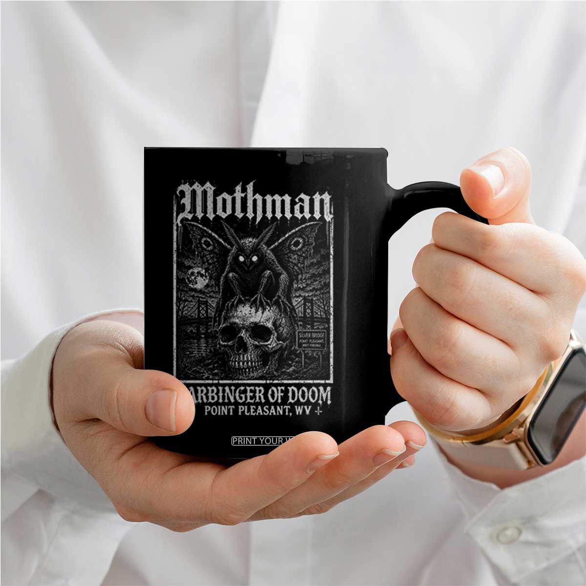 Mothman Harbinger of Doom Point Pleasant WV Coffee Mug Gothic Horror Cryptid Creature TS11 Print Your Wear