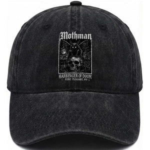 Mothman Harbinger of Doom Point Pleasant WV Washed Cotton Baseball Cap Gothic Horror Cryptid Creature TS11 Print Your Wear