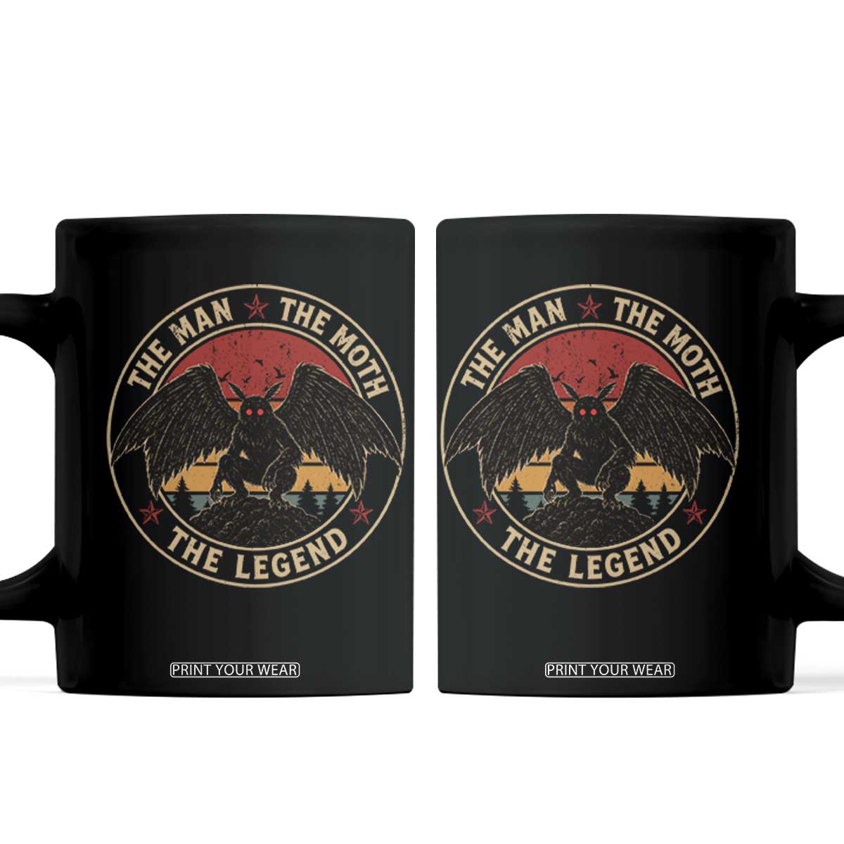 Funny Mothman The Man The Moth The Legend Coffee Mug Retro Folklore Creepy Cryptid TS11 Black Print Your Wear