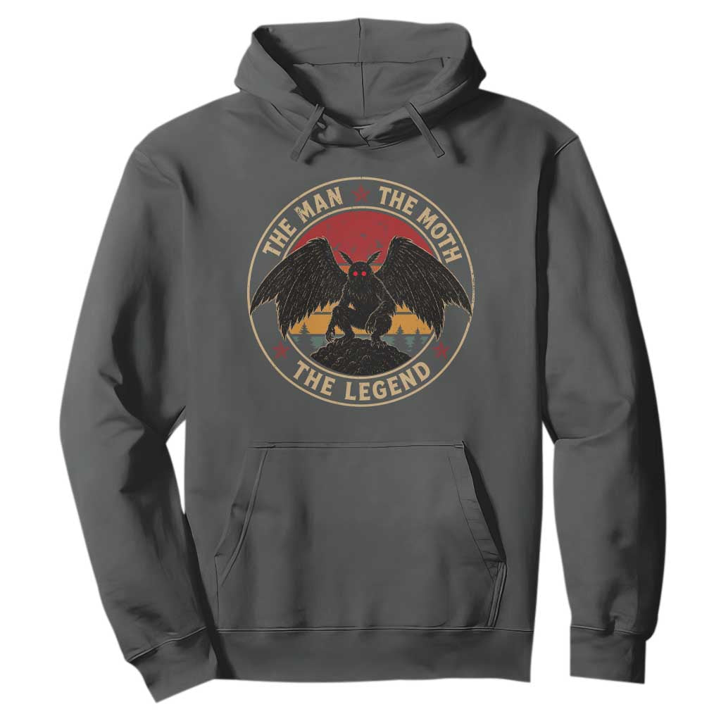 Funny Mothman The Man The Moth The Legend Hoodie Retro Folklore Creepy Cryptid TS11 Dark Heather Print Your Wear